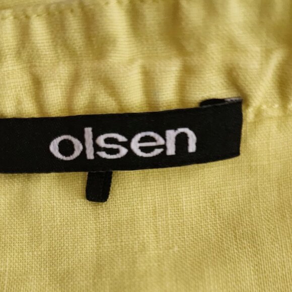 Olsen Yellow 100% Linen Tunic Top 3/4 Length Sleeves Sustainable - Picture 4 of 6